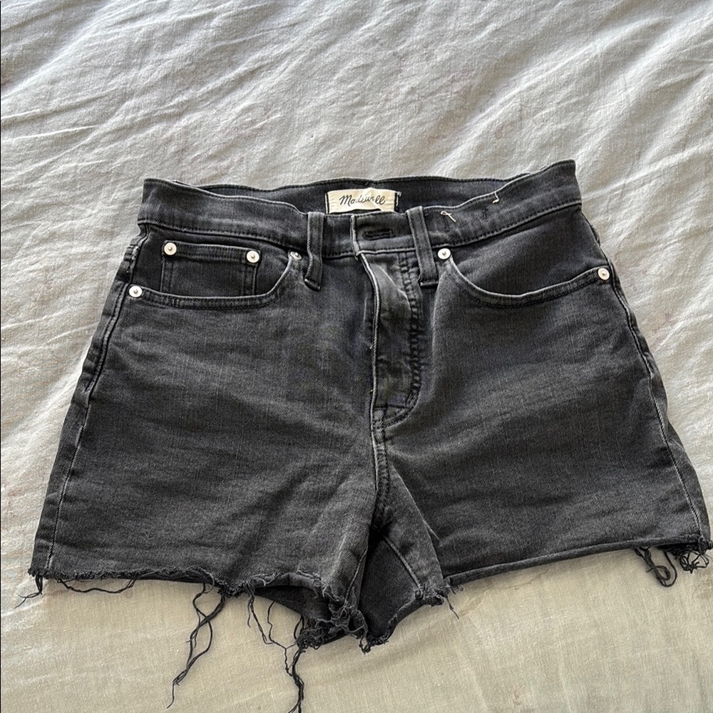 Madewell Black Jean Shorts Distressed Cut-Off Style